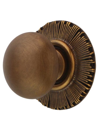 Smooth Cabinet Knob with Sunburst Back Plate - 1 1/4 inch Diameter in Estate Dover.